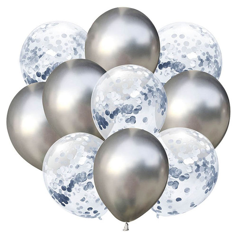 Pack of 20 Balloons – 12 Confetti Filled & 8 Metallic Balloons