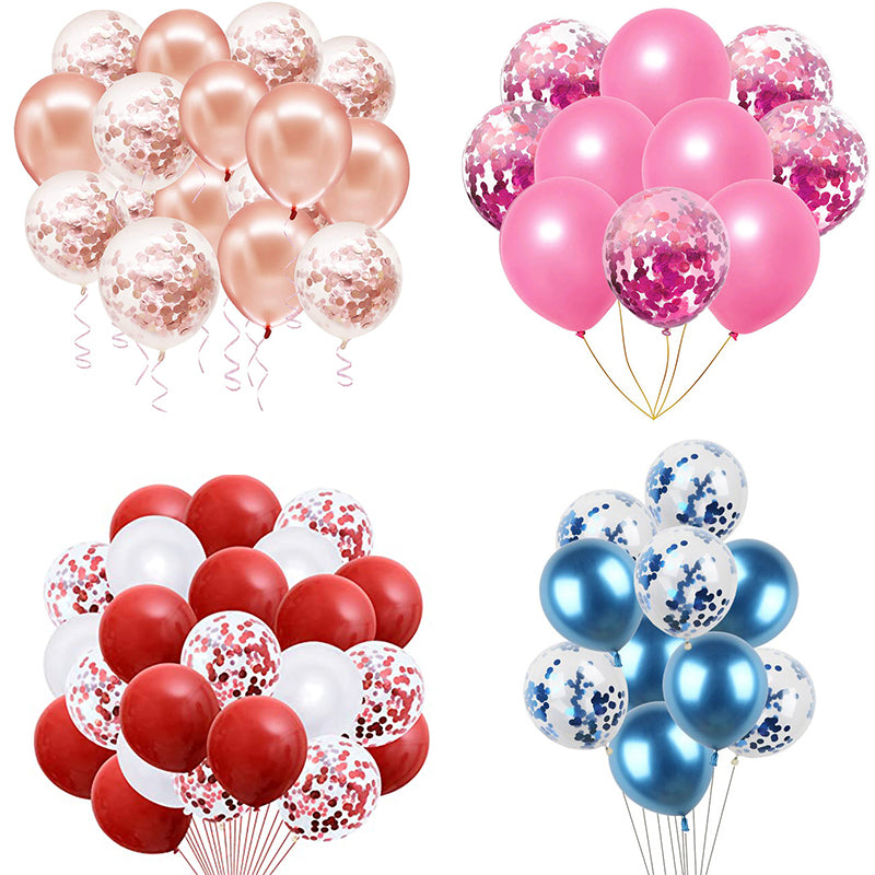 Pack of 20 Balloons – 12 Confetti Filled & 8 Metallic Balloons