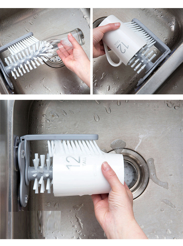 Bottle Cleaning Brush with Suction Cup - Kitchen Sink Organiser