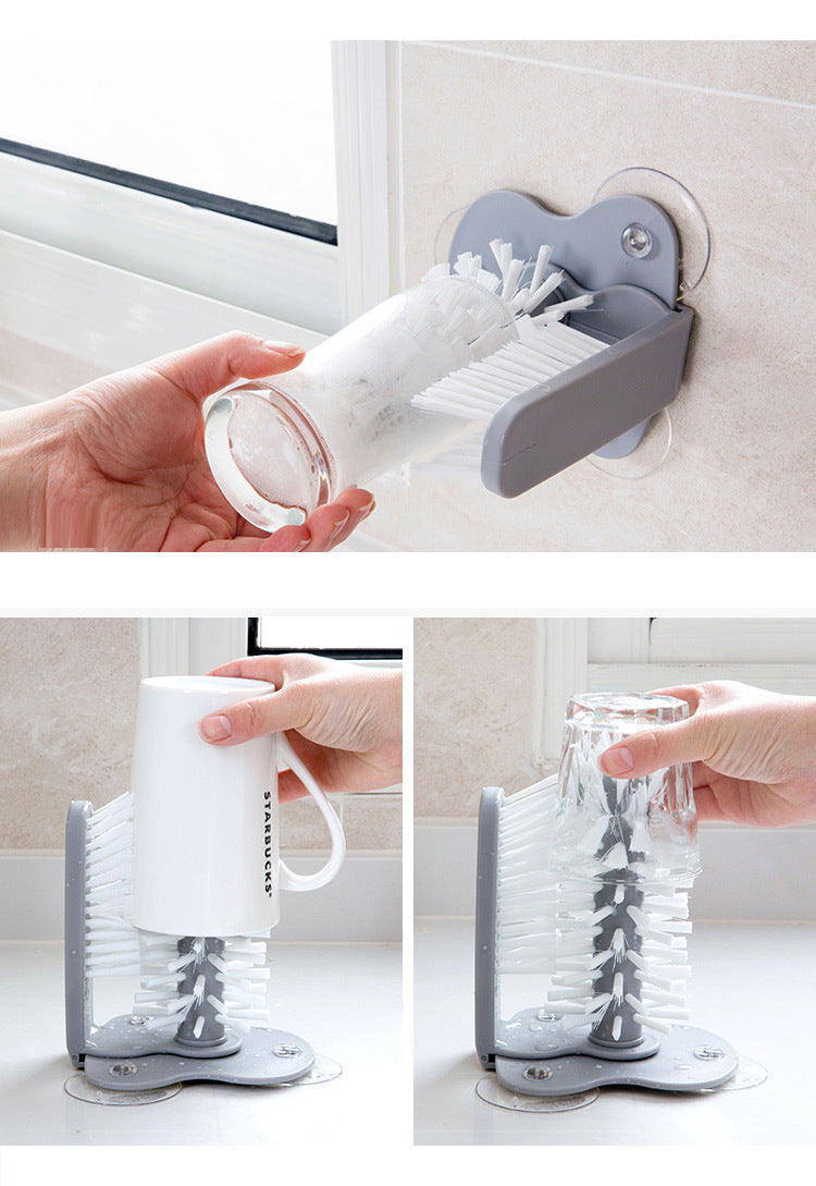Bottle Cleaning Brush with Suction Cup - Kitchen Sink Organiser