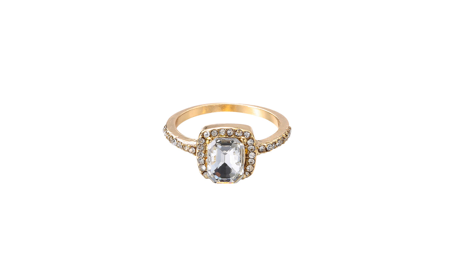Crystal Band Square Jewel Ring