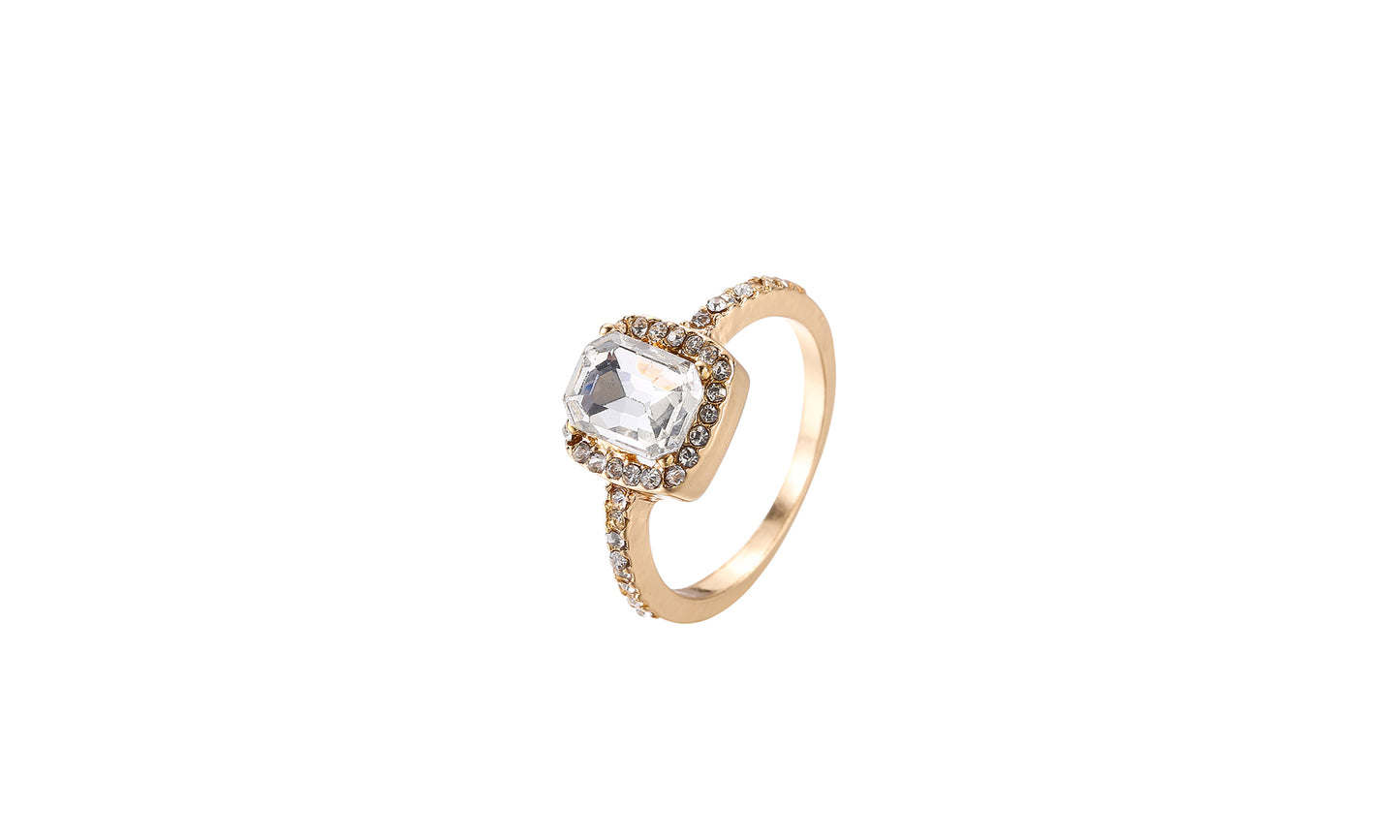 Crystal Band Square Jewel Ring