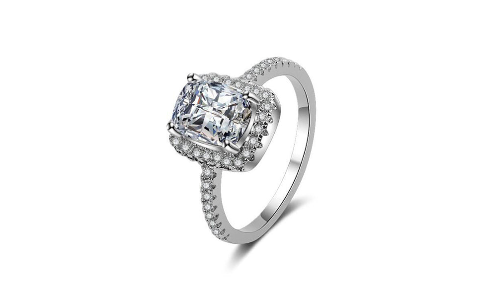 Crystal Band Square Jewel Ring