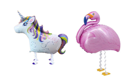 Walking Flamingo and Unicorn Party Foil Balloons