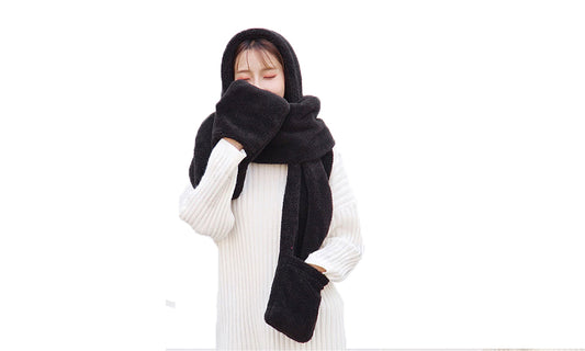 3-in-1 Fleece Hood, Scarf and Gloves