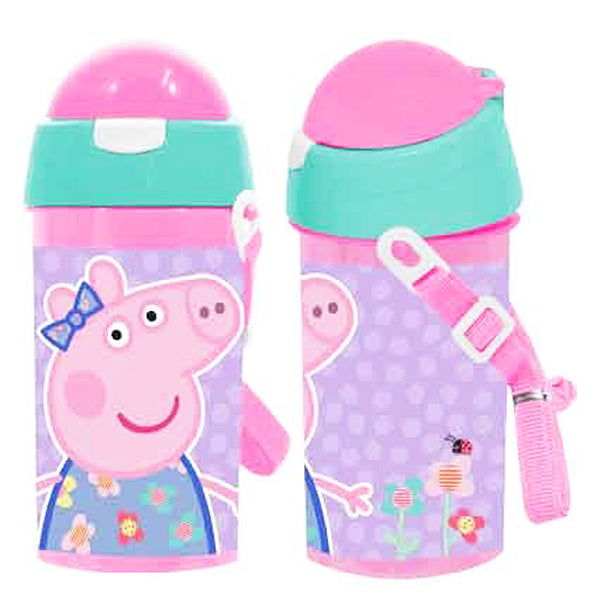 Flip-Top Water Bottle with Straw - Peppa Pig or Paw Patrol Design