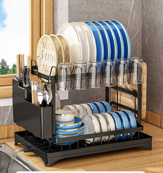 2-Tier Dish Drying Rack for Kitchen Countertop