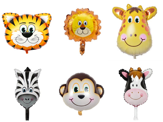 Jungle Safari Animal Foil Balloons (Pack of 12)